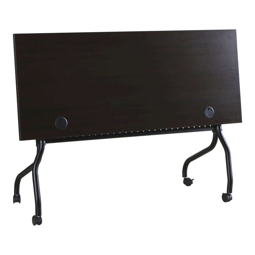 Lorell Flip Top Training Table - Rectangle Top - Four Leg Base - 4 Legs - 60" Table Top Width x 23.50" Table Top Depth - 29.50" Height x 59" Width x 23.63" Depth - Assembly Required - Espresso, Black . Picture 9