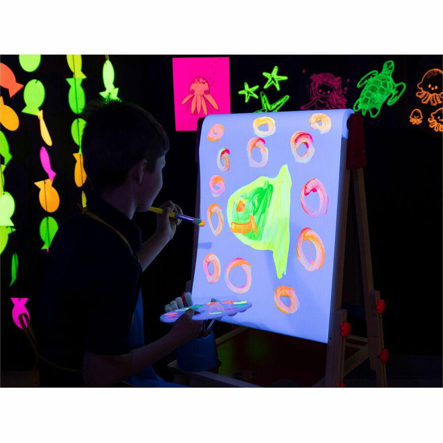 Prang Power Fluorescent Paint Set - 16 fl oz - 6 / Set - Neon Green, Neon Yellow, Neon Orange, Neon Pink, Neon Red, Neon Turquoise. Picture 8