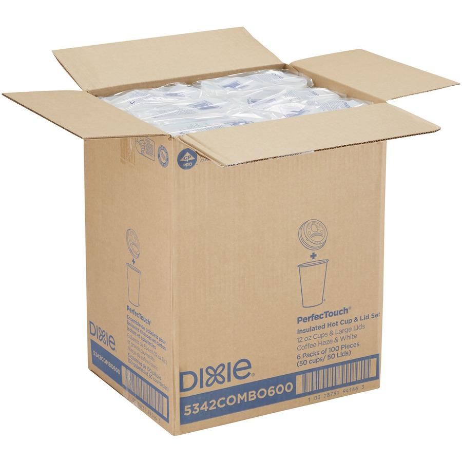 Dixie PerfecTouch 12 oz Hot Coffee Cup and Lid Sets by GP Pro - 50 / Pack - 6 / Carton - White - Paper - Hot Drink, Coffee, Beverage. Picture 8