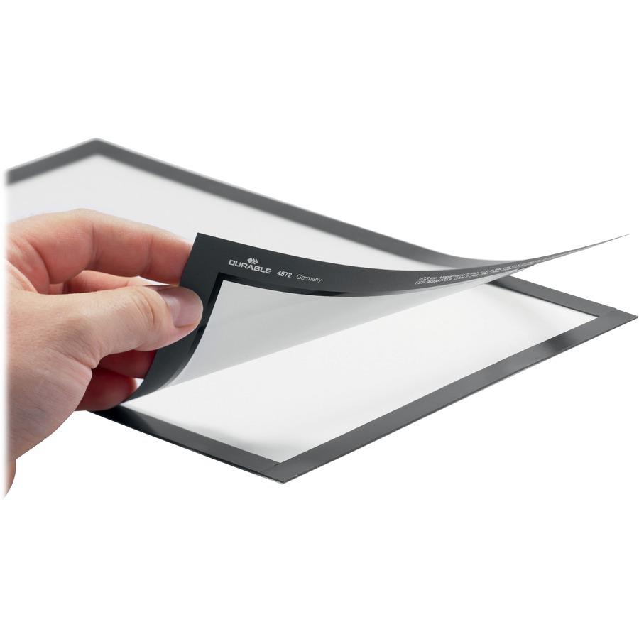 DURABLE&reg; DURAFRAME&reg; Self-Adhesive Magnetic Letter Sign Holder - Horizontal or Vertical, 9.5" x 12" Frame Size - Holds 8.5" x 11" Insert, 2 -Pack, Black. Picture 2