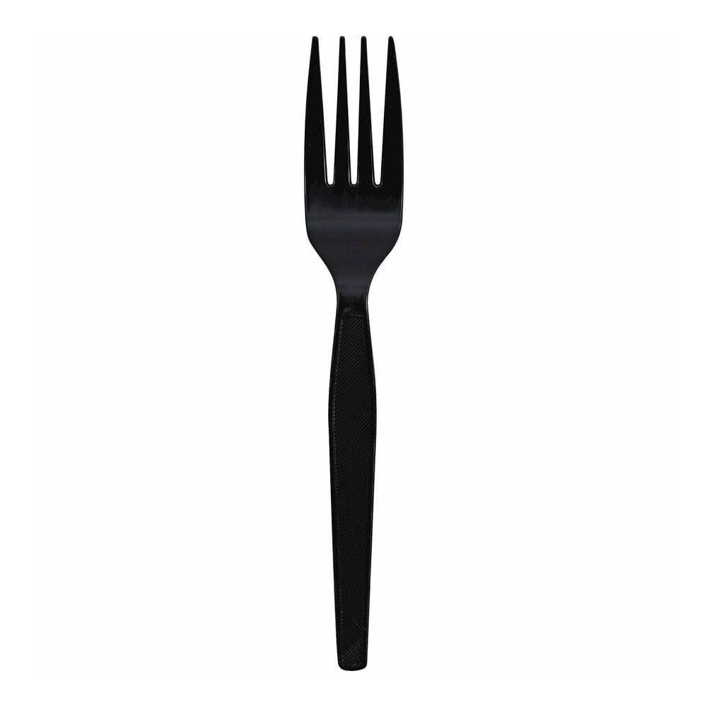 Genuine Joe Medium-Heavyweight Plastic Fork - 1 Piece(s) - Fork - 1 x Fork - Disposable - Textured - Black - 1000 / Carton. Picture 11