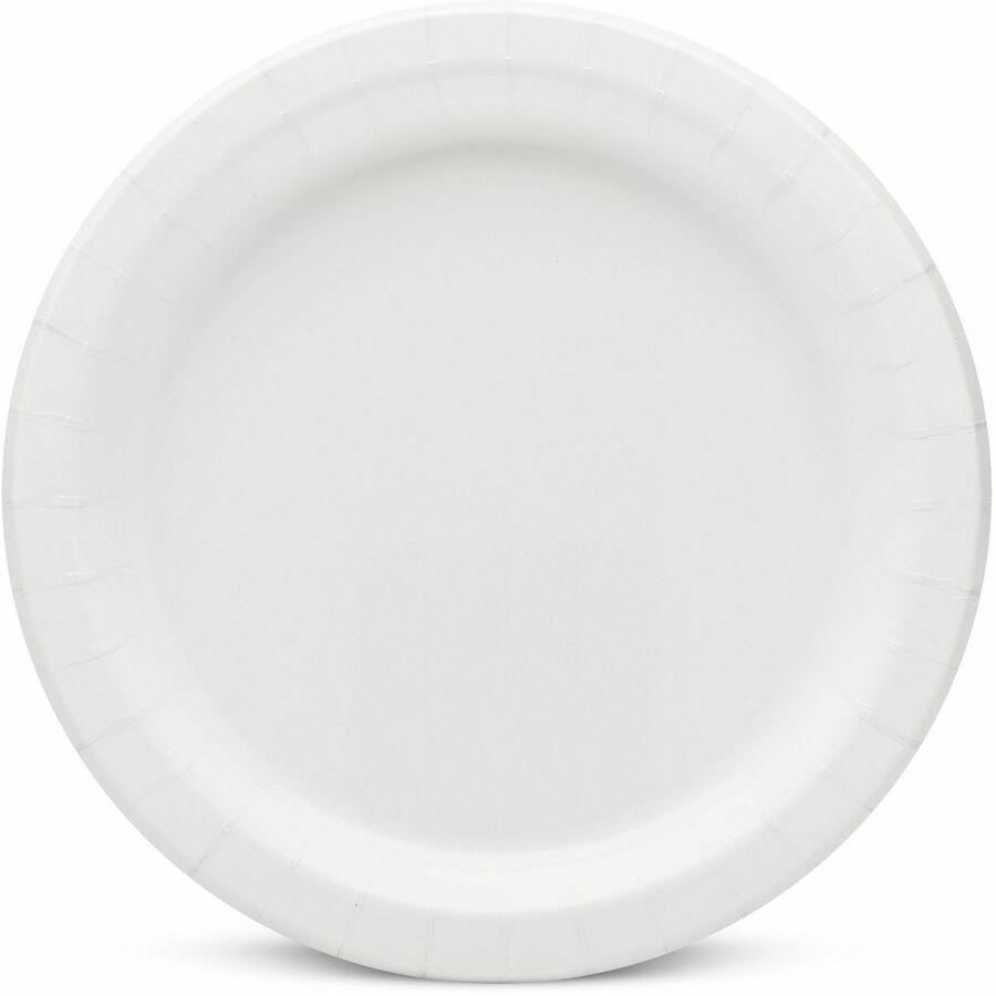 AJM 9" Dinnerware Paper Plates - Disposable - 9" Diameter - White - Paper Body - 125/Pack - 4 / Carton. Picture 3