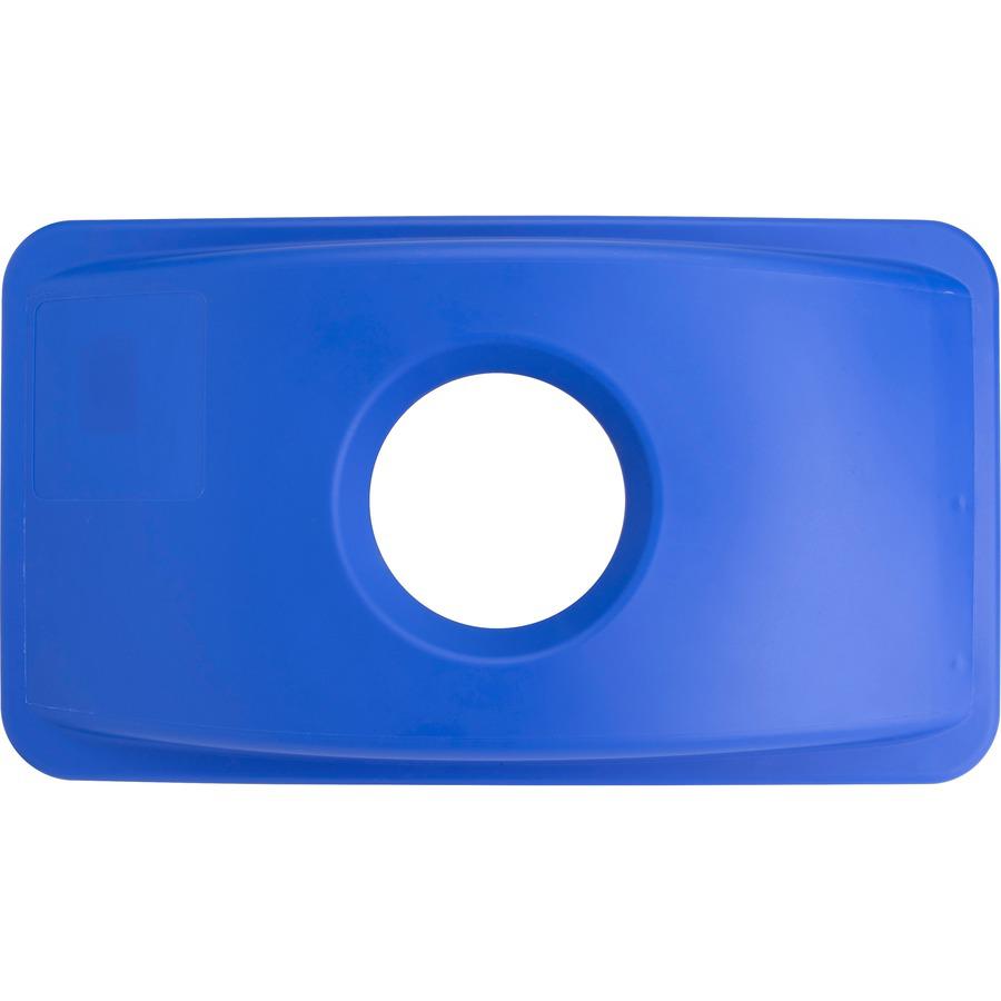Genuine Joe 23-Gallon Recycling Bin Cutout Lid - Round - 1 Each - Blue. Picture 8