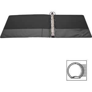 Business Source Round Ring View Binder - 1 1/2" Binder Capacity - Letter - 8 1/2" x 11" Sheet Size - 350 Sheet Capacity - Fastener: Round Ring - Pocket: 2, Internal - Chipboard, Polypropylene - Black . Picture 12