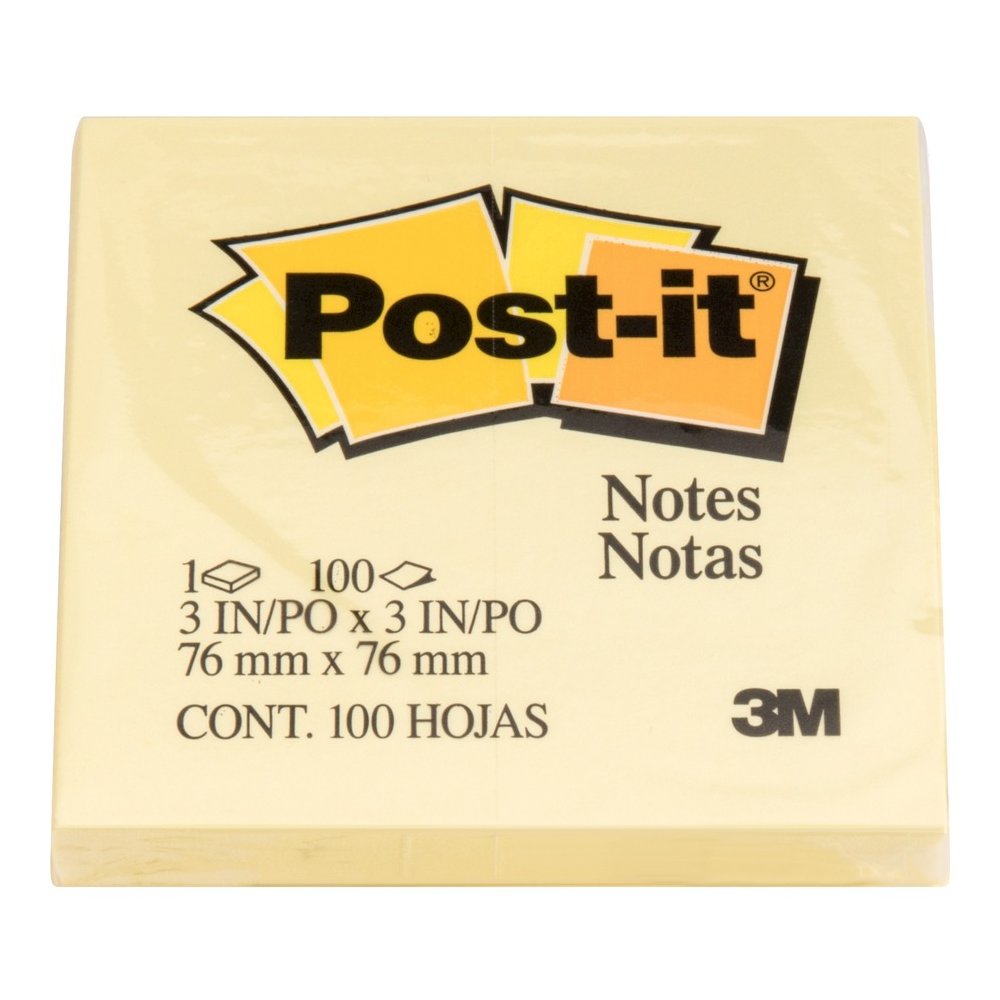 Post-it&reg; Notes Original Notepads - 3" Flag/Note Width x 3" Flag/Note Length - Square - 100 Sheets per Pad - Unruled - Canary Yellow - Paper - Self-adhesive, Repositionable - 12/Pack - 2 / Bundle. Picture 9