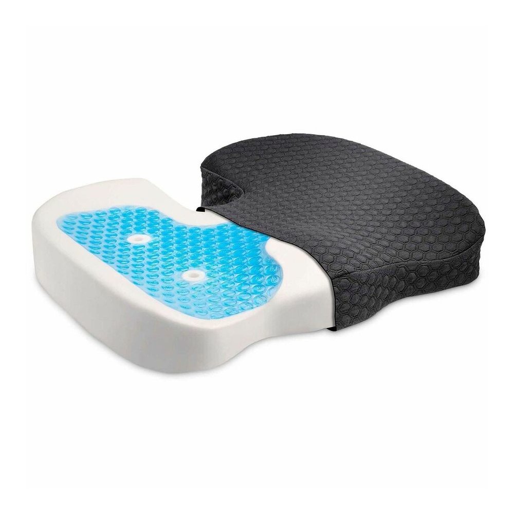 Kensington Premium Cool-Gel Seat Cushion - 14" x 18" - Gel - Fabric - Foam - Comfortable, Durable, Anti-slip, Ergonomic Design, Machine Washable, Carrying Strap - Black - 1 Each. Picture 8
