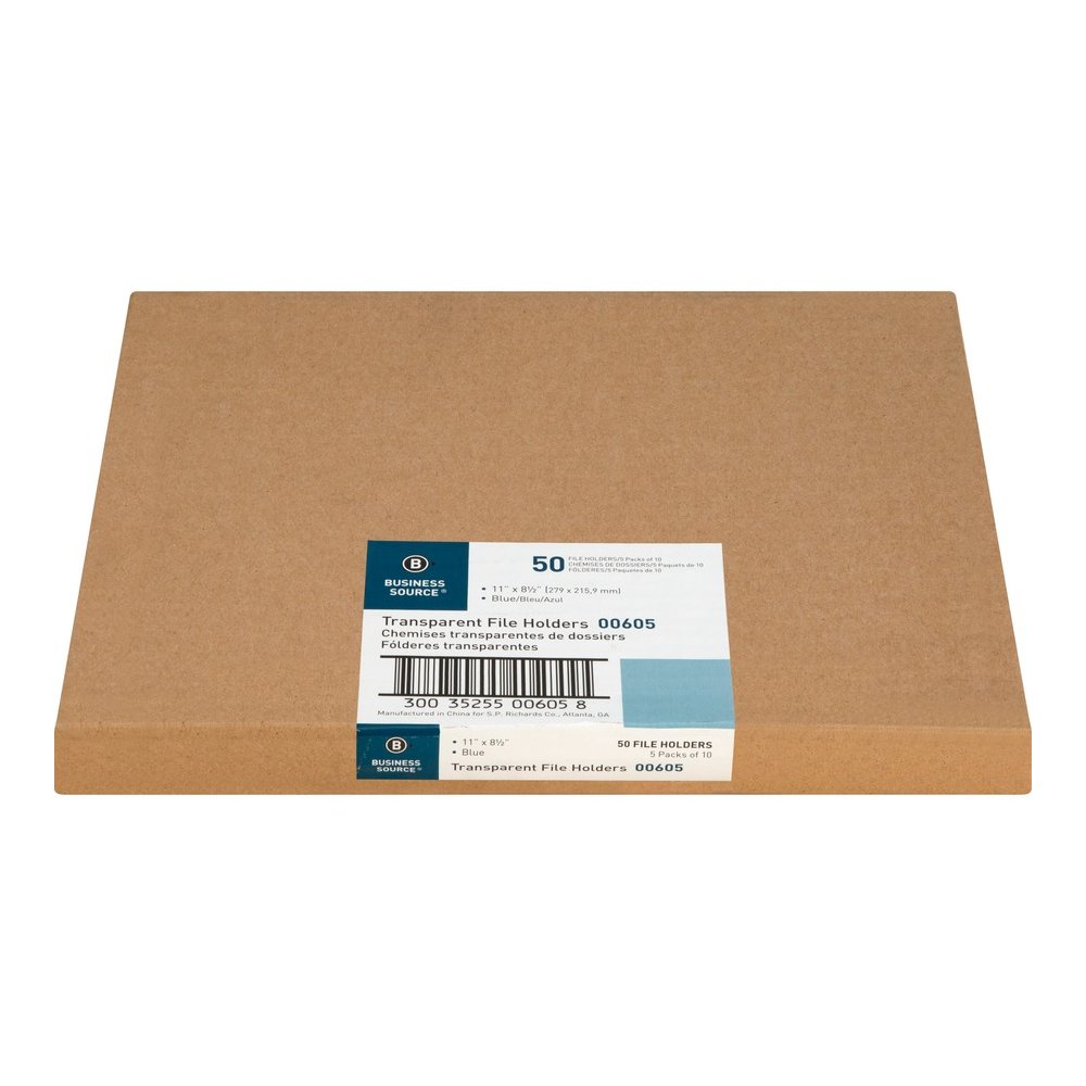 Business Source Letter File Sleeve - 8 1/2" x 11" - 20 Sheets Capacity - Blue - Water Resistant, Transfer Safe, Lightweight, Transparent - 10/Pack - 5 / Box. Picture 10