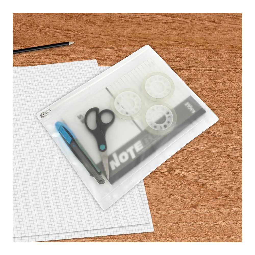 Business Source Punched Economy Binder Pocket - 10" Height x 8" Width - 7 x Holes - Ring Binder - Clear - Plastic - 24 / Box. Picture 7