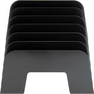 Business Source 6-slot Inclined Desk Step Sorter - 6 Compartment(s) - 6.50" Height x 8" Width x 7.75" Depth - Desktop - 25% Recycled - Black - Plastic - 1 Each. Picture 9