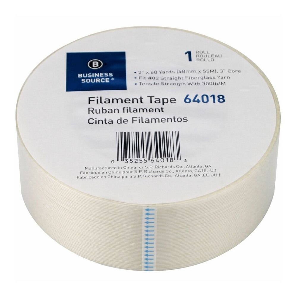 Business Source Heavy-duty Filament Tape - 60 yd Length x 2" Width - 3" Core - White - Fiberglass Filament Roll - 1 Roll. Picture 10