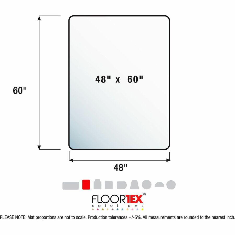 Ecotex&reg; Enhanced Polymer Rectangular Chair Mat for Hard Floors - 48" x 60" - Hard Floor - 60" Length x 48" Width x 0.075" Depth x 0.080" Thickness - Rectangular - Clear - 1Each. Picture 8