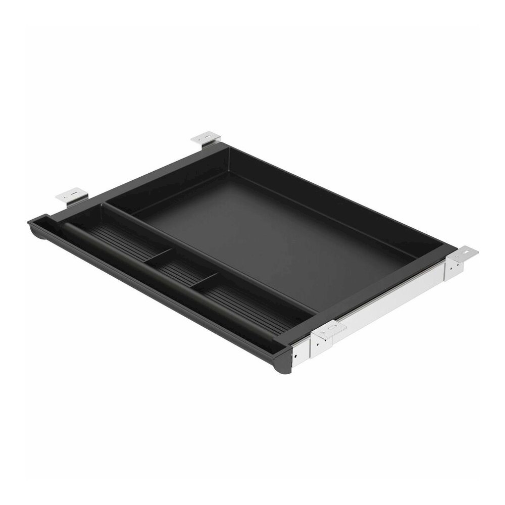 Lorell Laminate Desk 4-compartment Drawer - x 20.5" Width x 16" Depth - Material: Acrylonitrile Butadiene Styrene (ABS) - Finish: Black - 1 Each. Picture 16