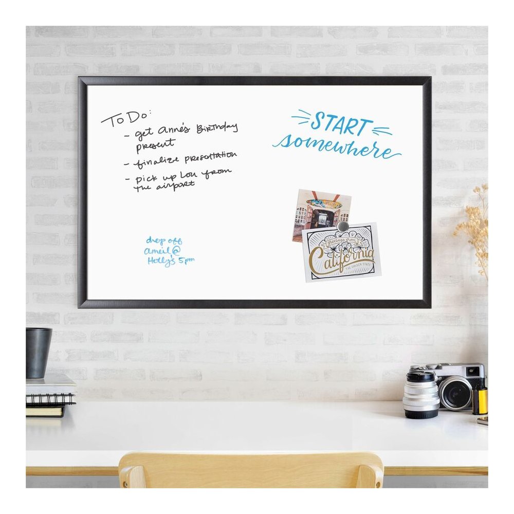 U Brands Magnetic Dry-Erase Board - 35" (2.9 ft) Width x 23" (1.9 ft) Height - White Painted Steel Surface - Black Wood Frame - Rectangle - Horizontal/Vertical - Magnetic - 1 Each. Picture 12