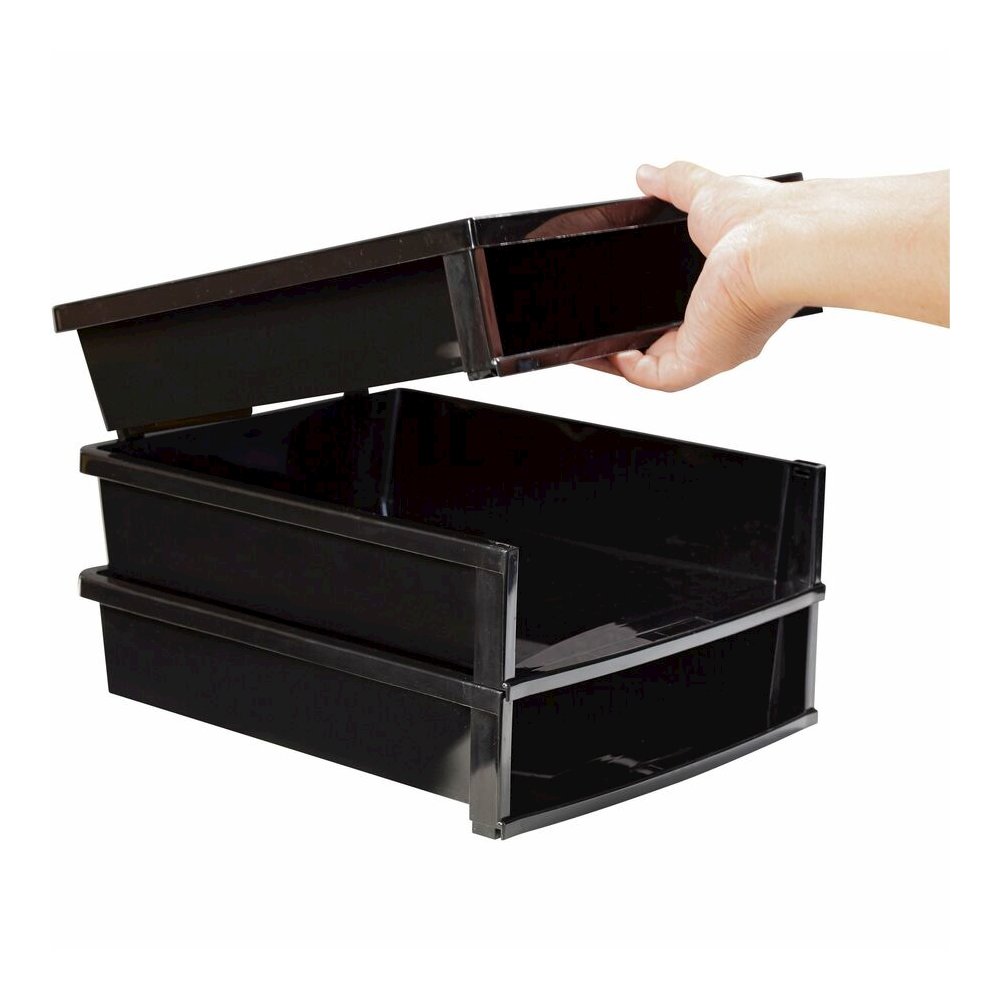 Storex Quick Stack Construction Paper Sorter - 500 x Sheet - 3 Compartment(s) - 8.40" Height x 11.25" Width x 13" Length - Black - Plastic - 1 Each. Picture 13