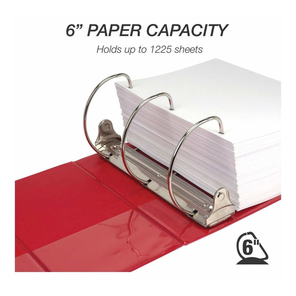 Samsill Nonstick 6" Locking D-Ring View Binder - 6" Binder Capacity - 1225 Sheet Capacity - 3 Ring - Fastener: D-Ring - Pocket: 2, Internal - Red - 2.73 lb - Recycled - Lockable, Non-stick, Concealed . Picture 10