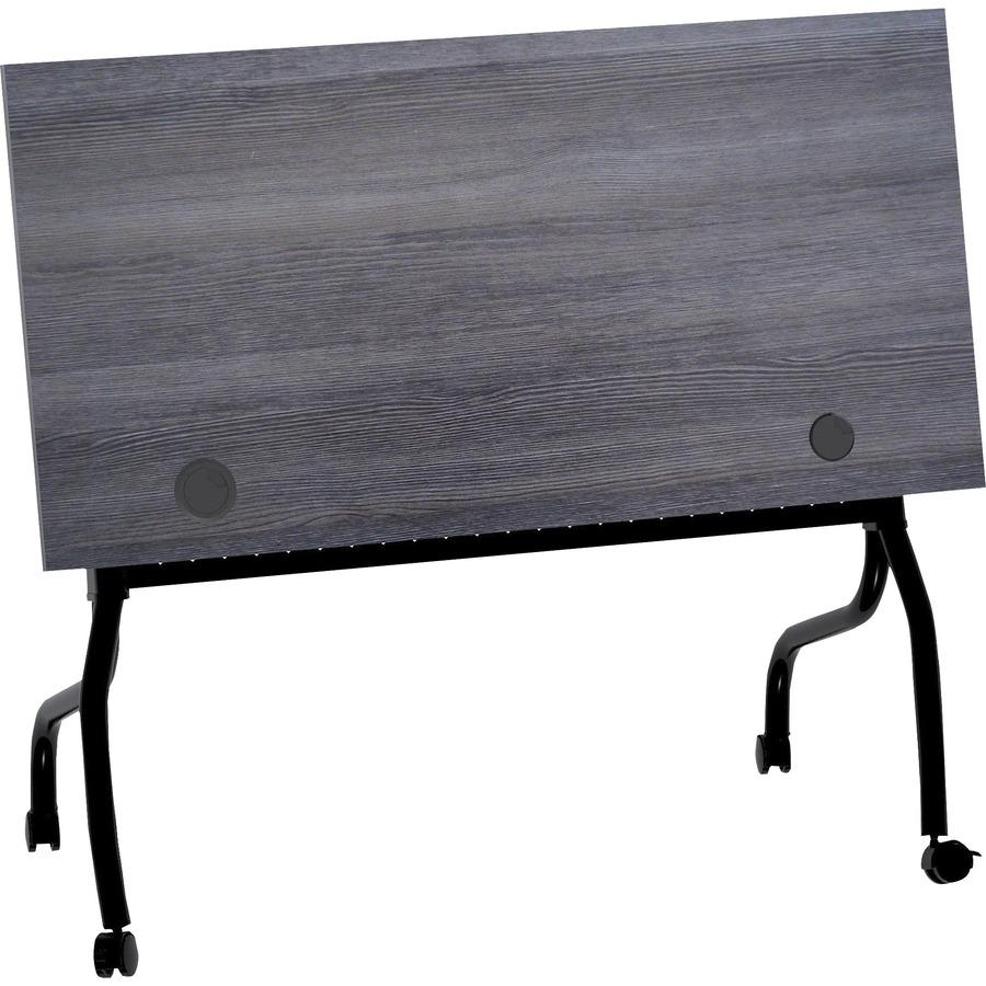 Lorell Flip Top Training Table - Charcoal Rectangle, Melamine Top - Black Four Leg Base - 4 Legs x 48" Table Top Width x 23.60" Table Top Depth - 29.50" Height - Melamine - 1 Each. Picture 11