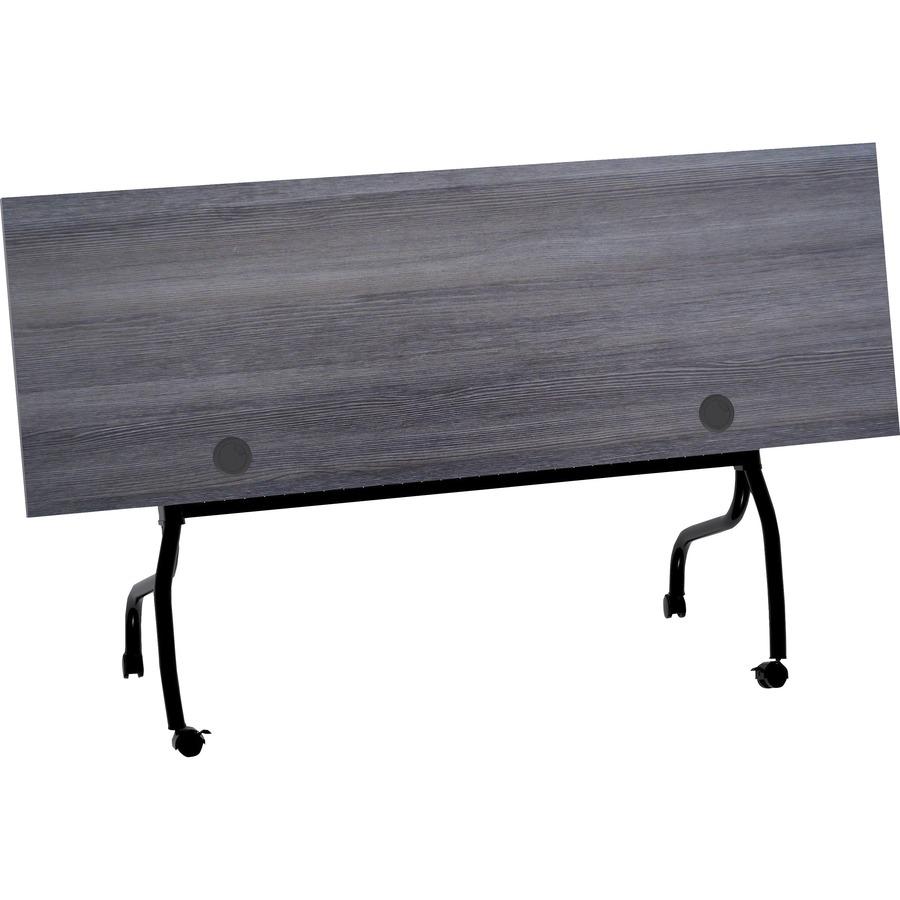 Lorell Flip Top Training Table - Charcoal Rectangle, Melamine Top - Black Four Leg Base - 4 Legs x 72" Table Top Width x 23.60" Table Top Depth - 29.50" Height - Melamine - 1 Each. Picture 11