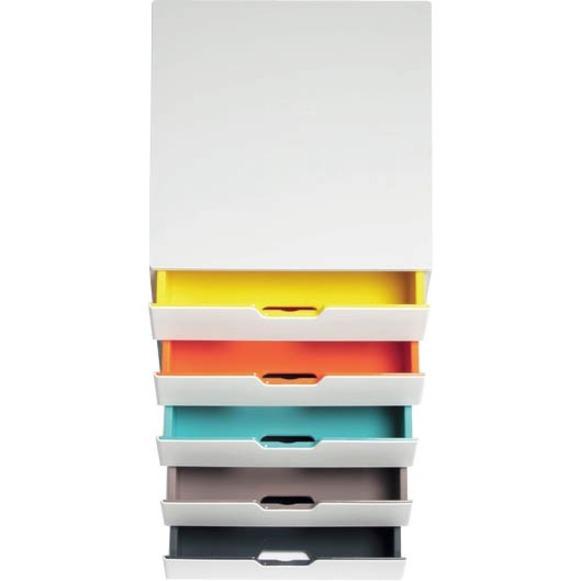 DURABLE VARICOLOR MIX 5 Drawer Desktop Storage Box, White/Multicolor - 5 Drawer(s) - 11" Height x 11.5" Width x 14" DepthDesktop - White - Plastic - 1 Each. Picture 8