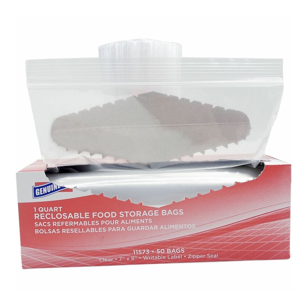 Genuine Joe Food Storage Bags - 1 quart Capacity - 8" Length x 7" Width x 1.75 mil (44 Micron) Thickness - Clear - Food, Beef, Seafood, Poultry, Vegetables - 50/Box - 9 / Carton. Picture 9