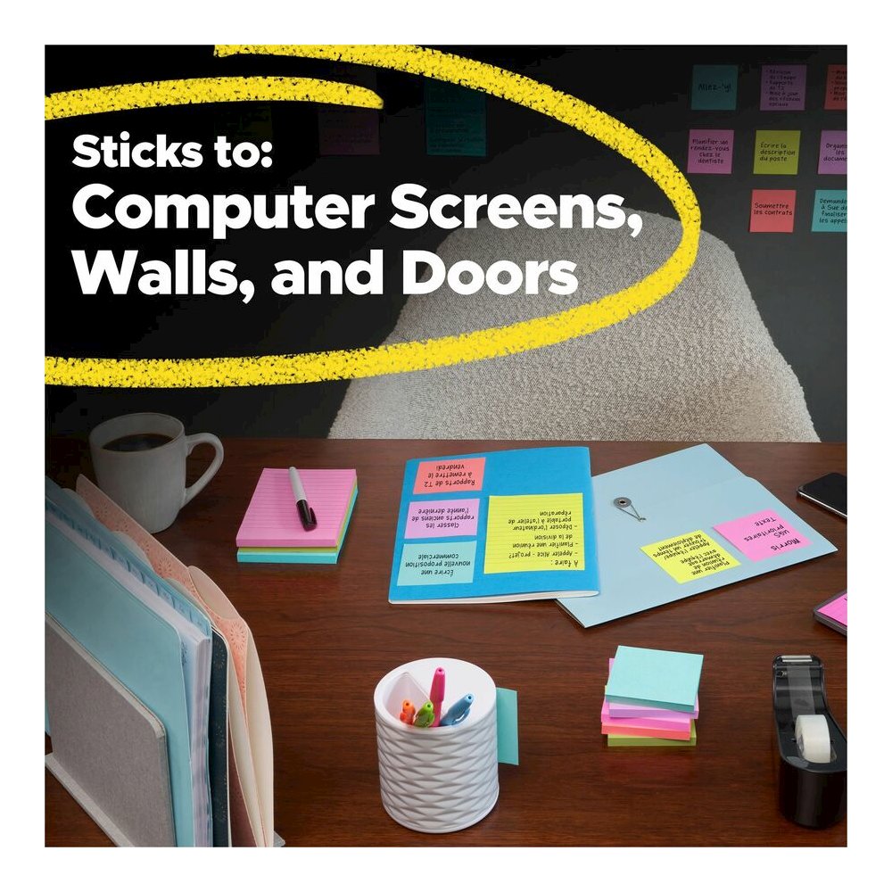 Post-it&reg; Super Sticky Dispenser Notes - Supernova Neons Color Collection - 3" Flag/Note Width x 3" Flag/Note Length - Square - 90 Sheets per Pad - Aqua Splash, Acid Lime, Guava - Paper - Super Sti. Picture 11