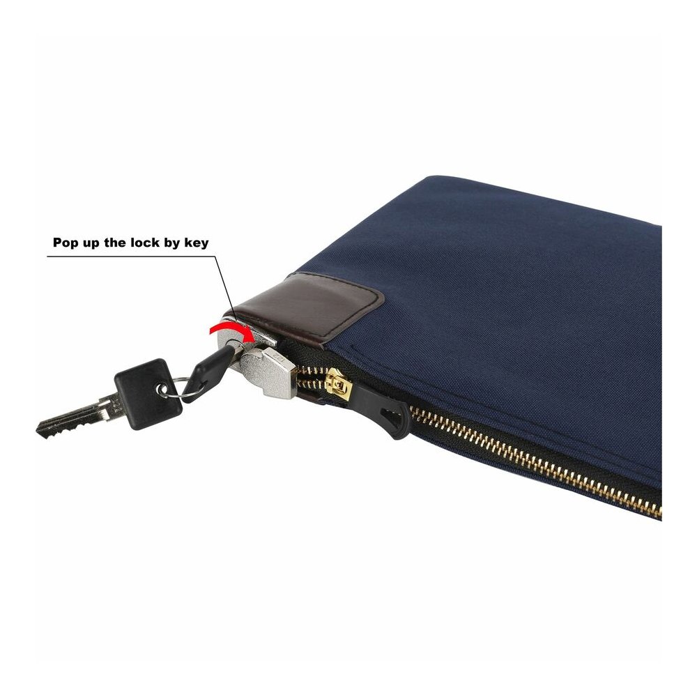 Sparco Locking Currency Bag - 11" Length x 8.50" Width - Navy - Coin, Currency, Document - 1 Pack. Picture 8
