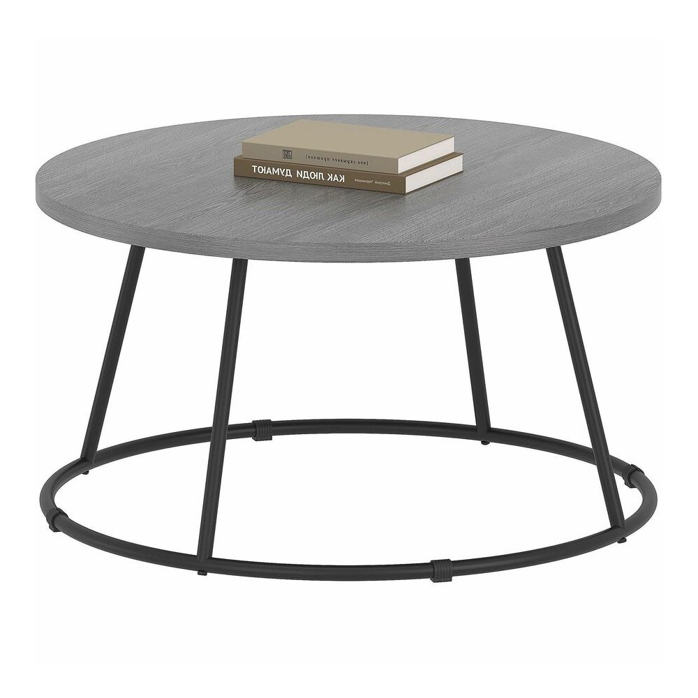 Lorell Accession Coffee Table - Round Top - Powder Coated Four Leg Base - 4 Legs - 200 lb Capacity - 1" Table Top Thickness x 31.50" Table Top Diameter - 16.75" Height - Assembly Required - Weathered . Picture 8