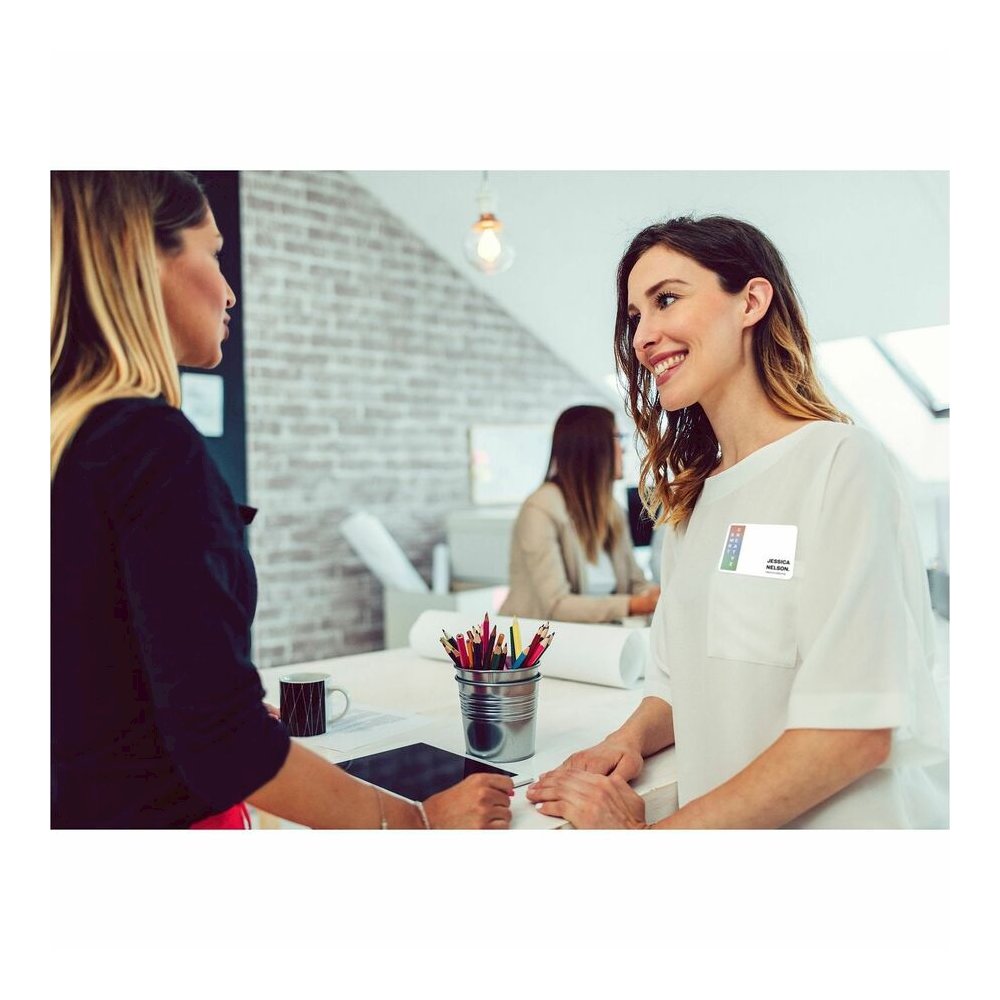 Avery&reg; Flexible Name Badges, 2-1/3" x 3-3/8" , Matte, 80ct (25395) - x 2 21/64" Width x 3 3/8" Length - Removable Adhesive - Rectangle - Inkjet, Laser - Matte - White - Film - 8 / Sheet - 10 Total. Picture 14