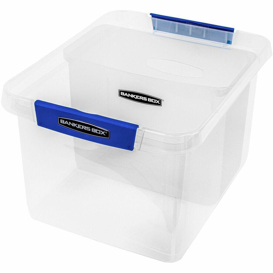 Bankers Box Portable Open Desktop File Box with Side Handles, 1 Each - Desktop - Hanging Rail, Handle, Durable - Clear - Polypropylene - 1 Each. Picture 8