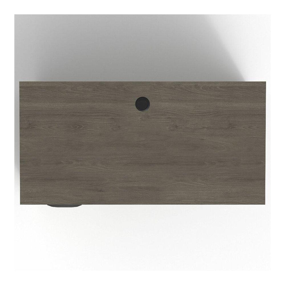Lorell Prominence 2.0 Left Return - Rectangle - 29" Height x 48" Width x 24" Depth, 1" Thickness Top - Total Drawer(s): 2 - Band Edge - Material: Particleboard - Finish: Gray Elm, Thermofused Melamine. Picture 13