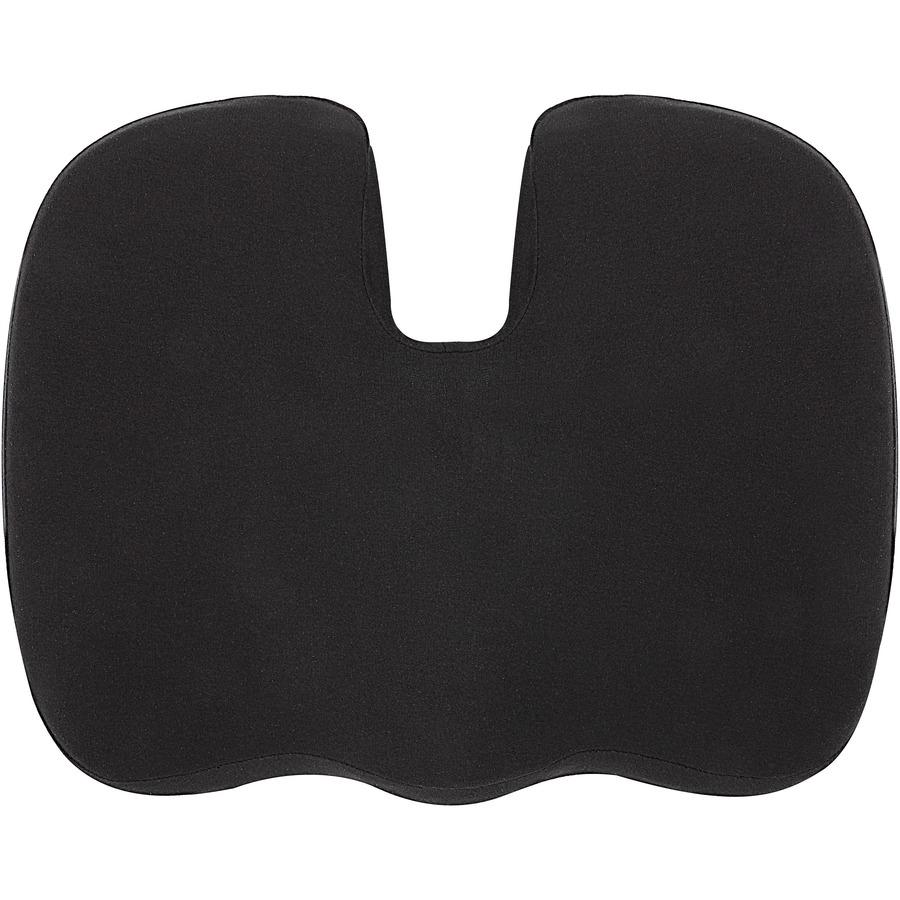 Lorell Butterfly-Shaped Seat Cushion - 17.50" x 15.50" - Fabric, Memory Foam, Silicone - Butterfly - Comfortable, Ergonomic Design, Durable, Machine Washable, Zippered, Anti-slip - Black - 1 Each. Picture 3