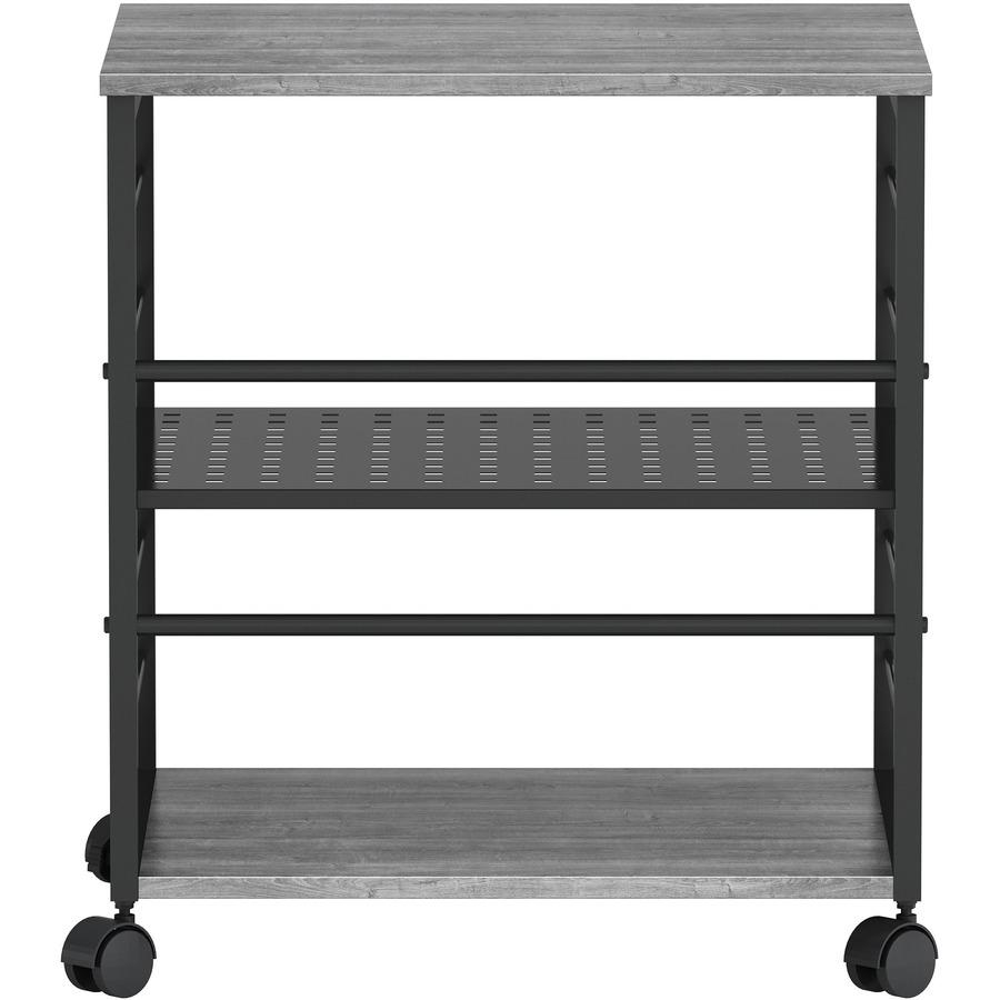 Lorell Deskside Mobile Machine Stand - 200 lb Load Capacity - 26.50" Height x 23.60" Width x 19.60" Depth - Desk - Powder Coated - Metal, Laminate, Polyvinyl Chloride (PVC) - Charcoal, Black. Picture 7