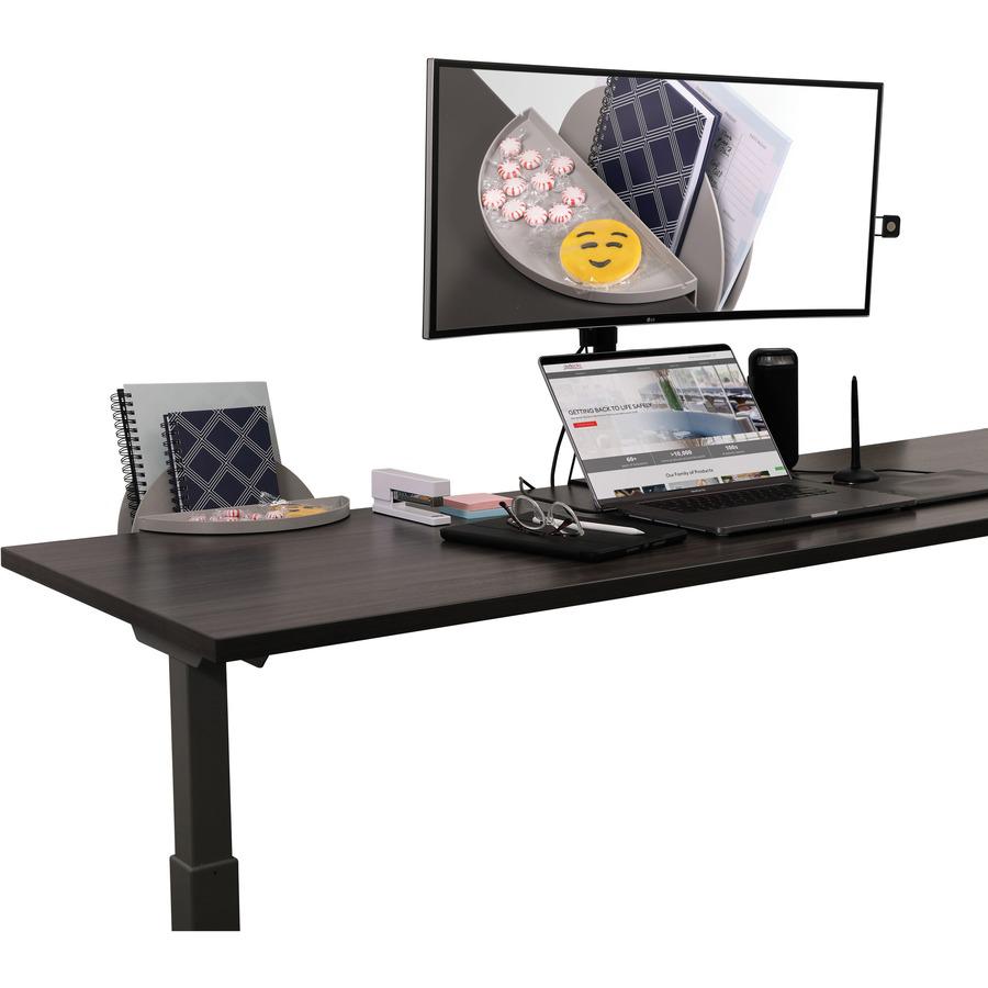 Deflecto Standing Desk Desk File Organizer Grey - 2 Tier(s) - 7.1" Height x 12" Width x 10" Depth - Portable, Spring Loaded, Built-in Pen Tray - Gray - Acrylonitrile Butadiene Styrene (ABS) - 1 Each. Picture 2