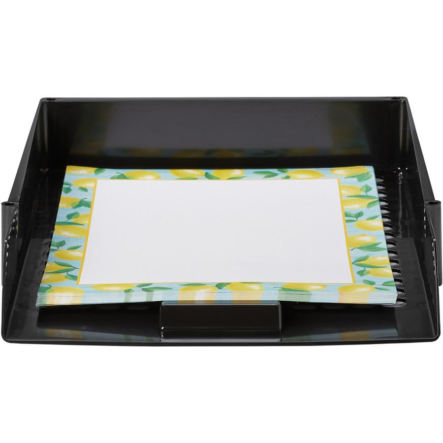 Deflecto AntiMicrobial Industrial Front-Load Tray - 2.40" Height x 10.83" Width x 13.78" Depth - Desktop - Antimicrobial, Lightweight, Mildew Resistant, Front Loading - Black - Polystyrene - 1 Each. Picture 10