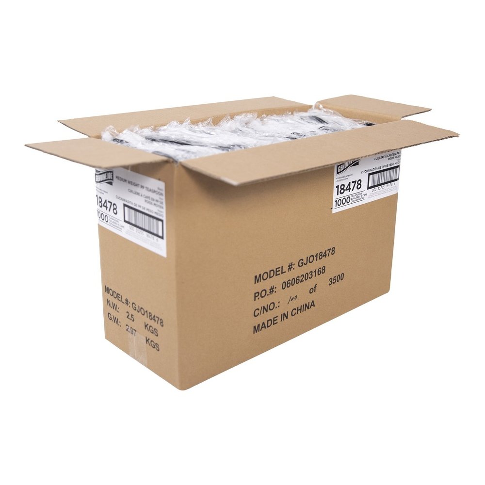 Genuine Joe Medium-weight Individually Wrapped Teaspoons - Teaspoon - Breakroom - Disposable - Black - 1000 / Carton. Picture 8