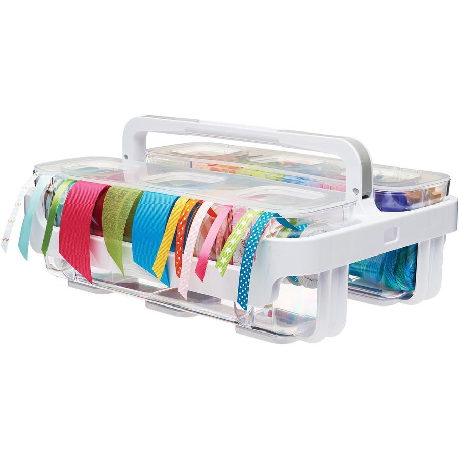Deflecto Ribbon Dispenser - 4.40" Height x 13.30" Width x 4.20" Depth - Desktop - Lid, Portable, Stackable, Wall Mountable - Clear - Plastic, Polypropylene - 1 Each. Picture 8