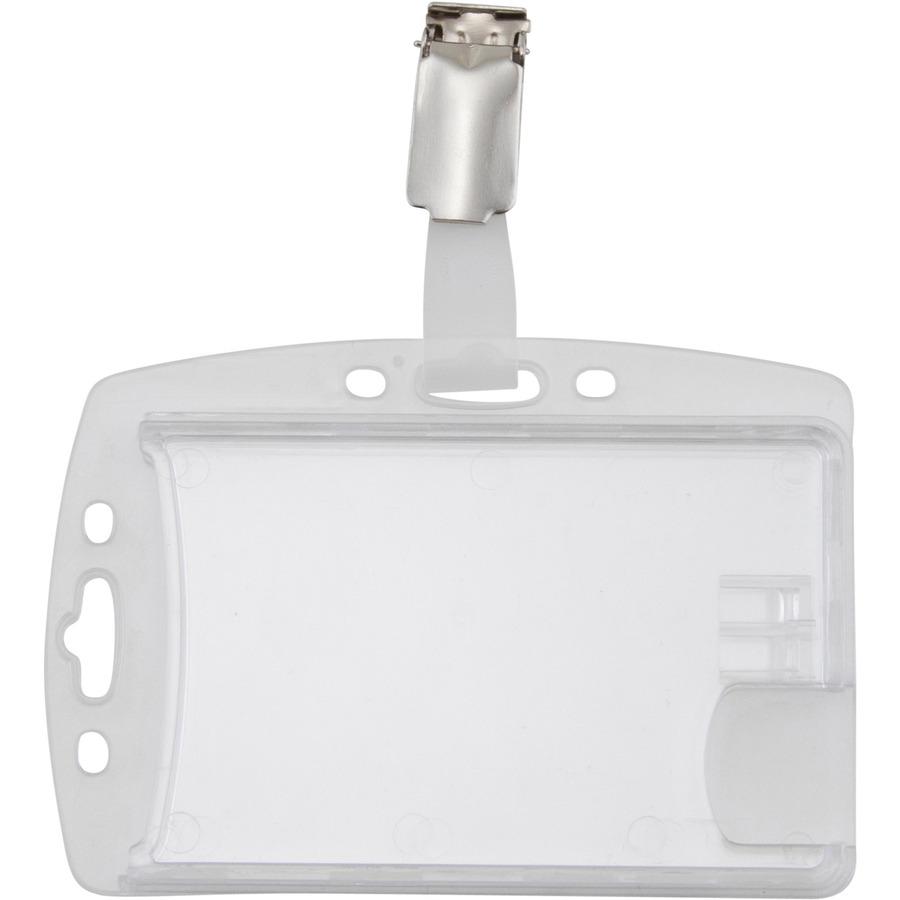 Advantus Plastic ID Card Holders - Horizontal/Vertical - Plastic - Clear - Rotating Clip - 25 / Pack. Picture 10
