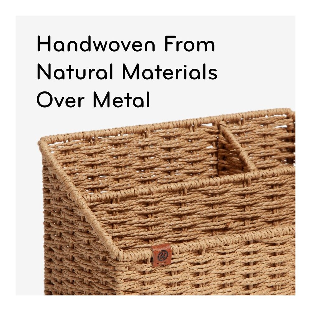 U Brands Woven All-in-1 Desk Organizer - 3 Compartment(s) - 5.70" Height x 10.20" Width x 4.90" Depth - Sturdy - Brown - 1 Each. Picture 13