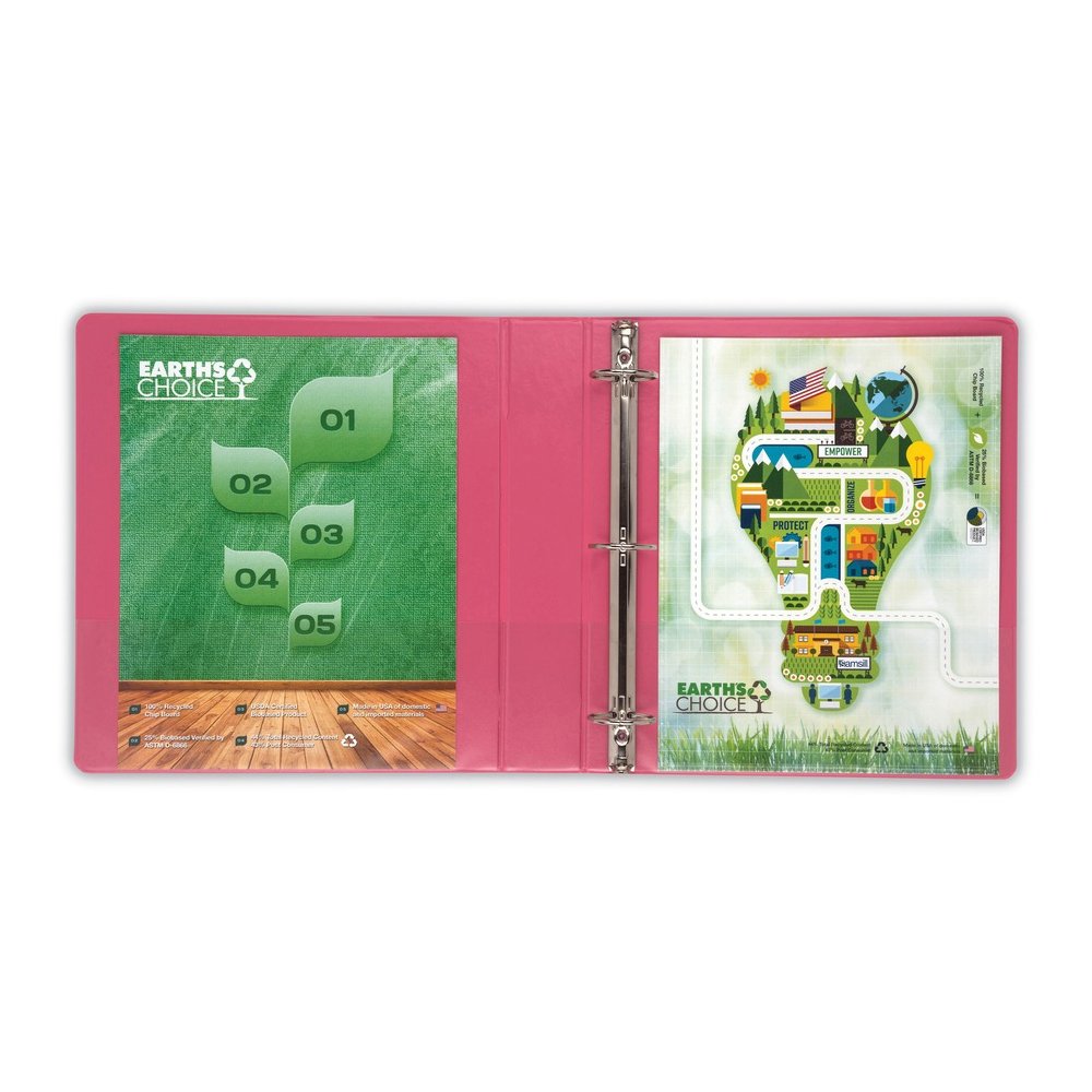 Samsill Earth's Choice Plant-based View Binders - 1 1/2" Binder Capacity - Letter - 8 1/2" x 11" Sheet Size - 3 Ring - Fastener: Round Ring - Chipboard, Polypropylene, Plastic - Berry - Recycled - Bio. Picture 8