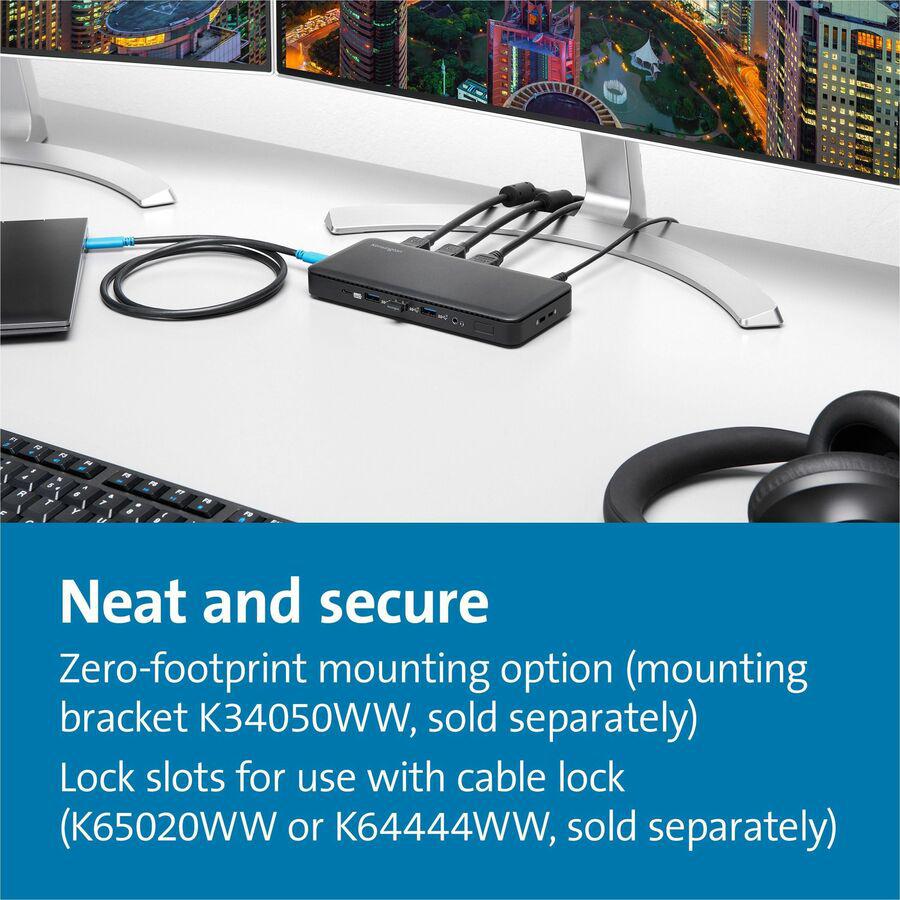 Kensington USB-C Triple Video Docking Station - for Notebook, Monitor - USB Type C - 3 Displays Supported - 4K, Full HD - 3840 x 2160, 1920 x 1080 - USB Type-C - Black - Wired - Windows 10 - 85W. Picture 14
