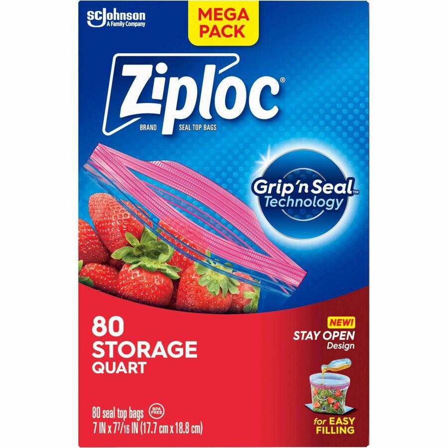 Ziploc&reg; Stand-Up Storage Bags - 1 quart Capacity - Blue - Kitchen, Storage - 80 / Box. Picture 11