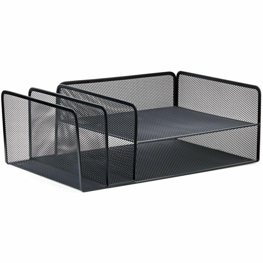 Lorell 4-Tier File Organizer - 4 Tier(s) - Horizontal/Vertical - Desktop - Black - Steel Mesh - 1 Each. Picture 14