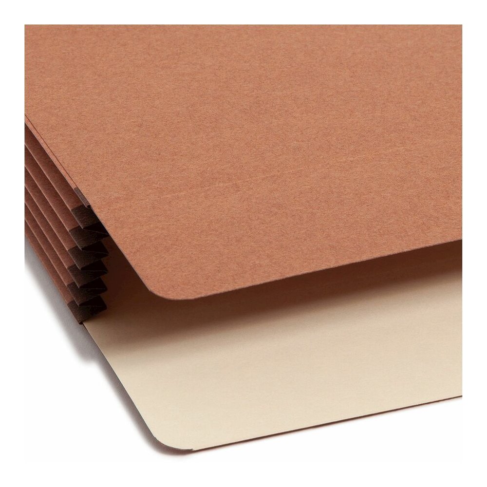 Smead Straight Tab Cut Legal Recycled File Pocket - 8 1/2" x 14" - Top Tab Location - 12.5 pt. - Redrope - Tear Resistant, Rounded Corner, Reinforced Gusset - 30% Recycled - 10 / Box. Picture 8