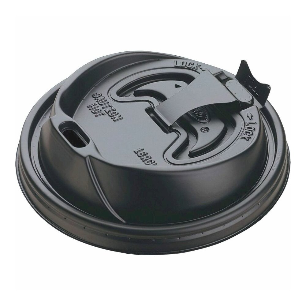 Dart Black Plastic Reclosable Lids - Round - Plastic - Black - 100/Bag - 1000 / Carton. Picture 9