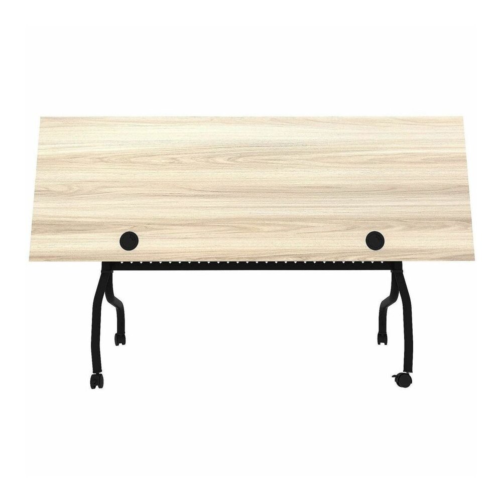 Lorell Modern Elm/Black Flip-Up Training Tables - Melamine Top - Black Four Leg Base - 4 Legs - 72" Table Top Width x 23.60" Table Top Depth - 29.50" Height - Training - Assembly Required - Modern Elm. Picture 16