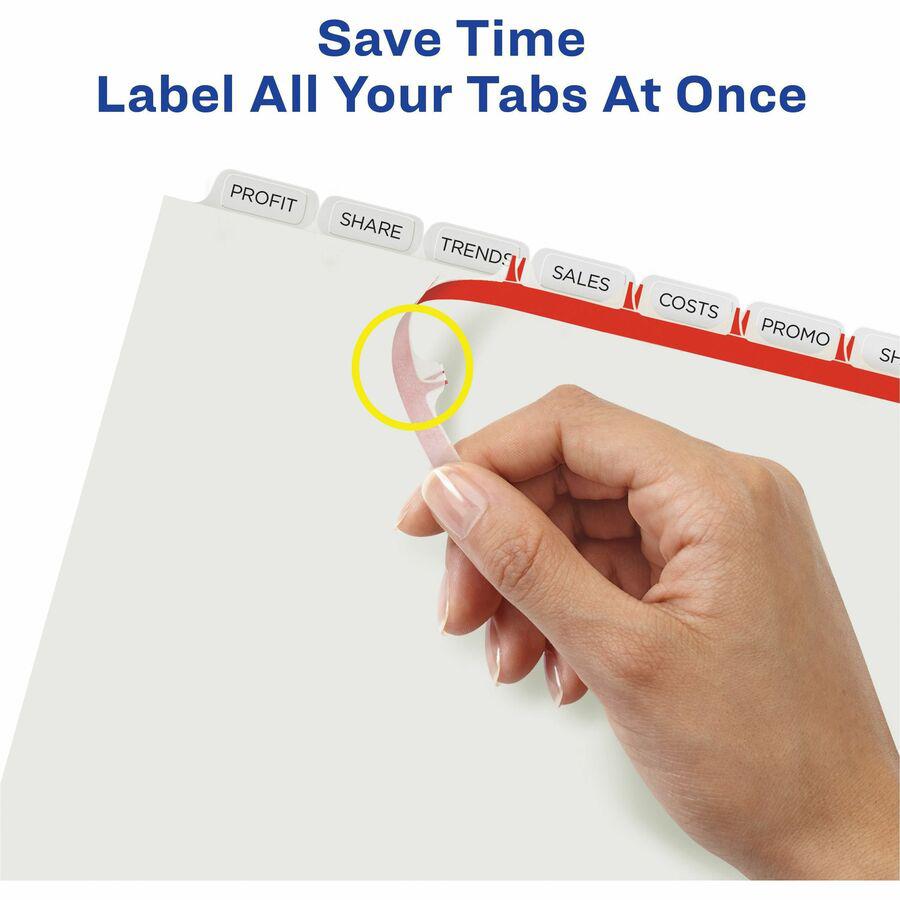Avery&reg; Index Maker Index Divider - 40 x Divider(s) - 8 Print-on Tab(s) - 8 - 8 Tab(s)/Set - 9.3" Divider Width x 11.25" Divider Length - 3 Hole Punched - White Paper Divider - White Paper Tab(s) -. Picture 4