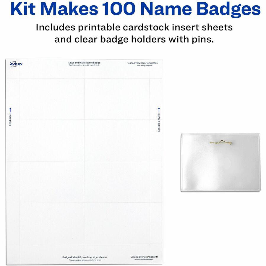 Avery&reg; Pin-Style Name Badges - 3 1/2" x 2 1/4" - White, Clear - 1 Box. Picture 6