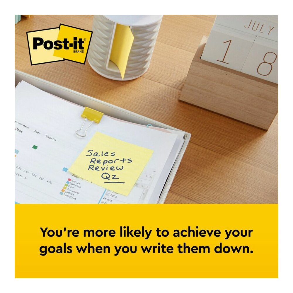 Post-it&reg; Notes Original Notepads - 3" Flag/Note Width x 3" Flag/Note Length - Square - 100 Sheets per Pad - Unruled - Canary Yellow - Paper - Self-adhesive, Repositionable - No - 12 / Pack. Picture 14