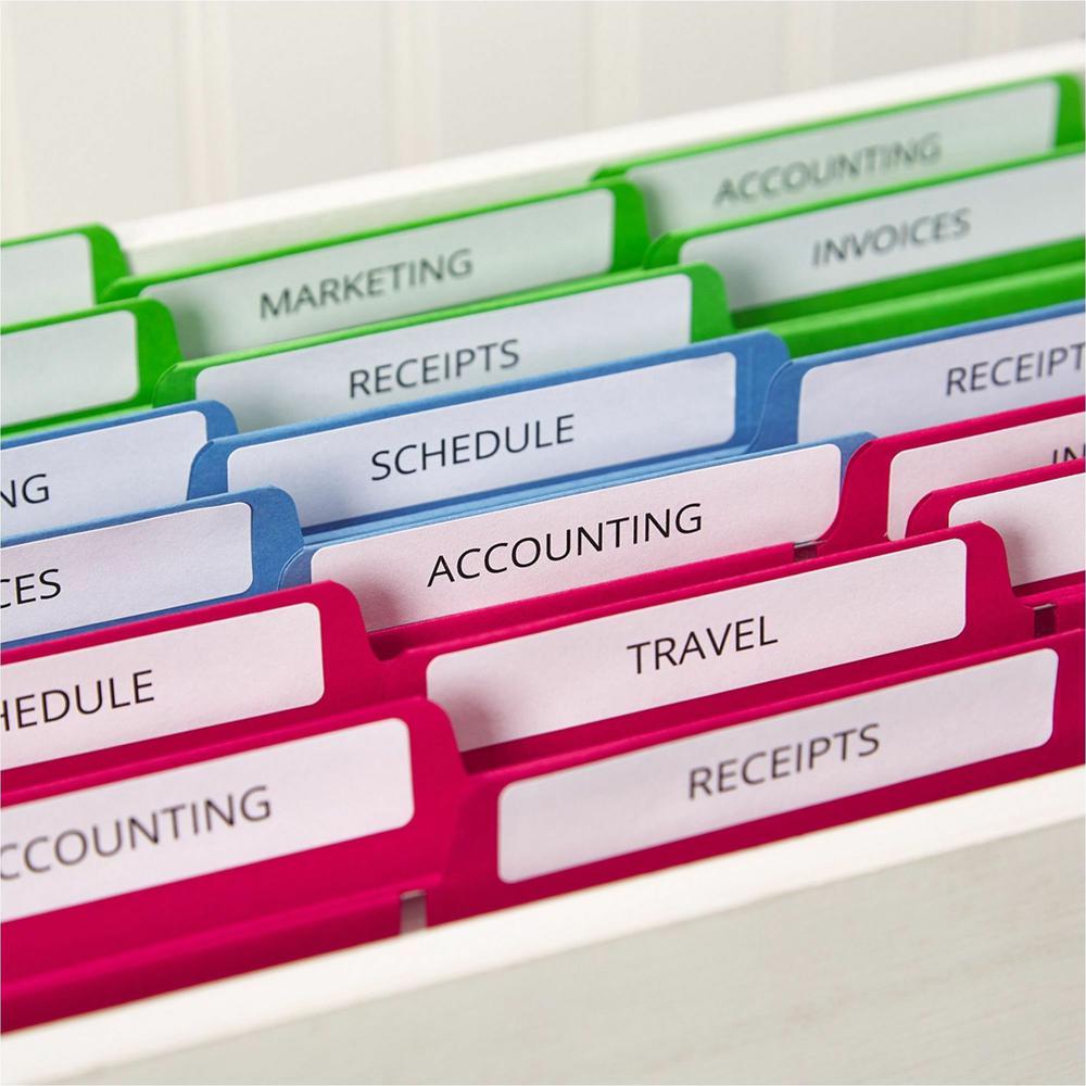 Avery&reg; File Folder Labels - 2/3" Width x 3 7/16" Length - Permanent Adhesive - Rectangle - Inkjet, Laser - Matte - White - Paper - 30 / Sheet - 25 Total Sheets - 750 Total Label(s) - 750 / Pack. Picture 9