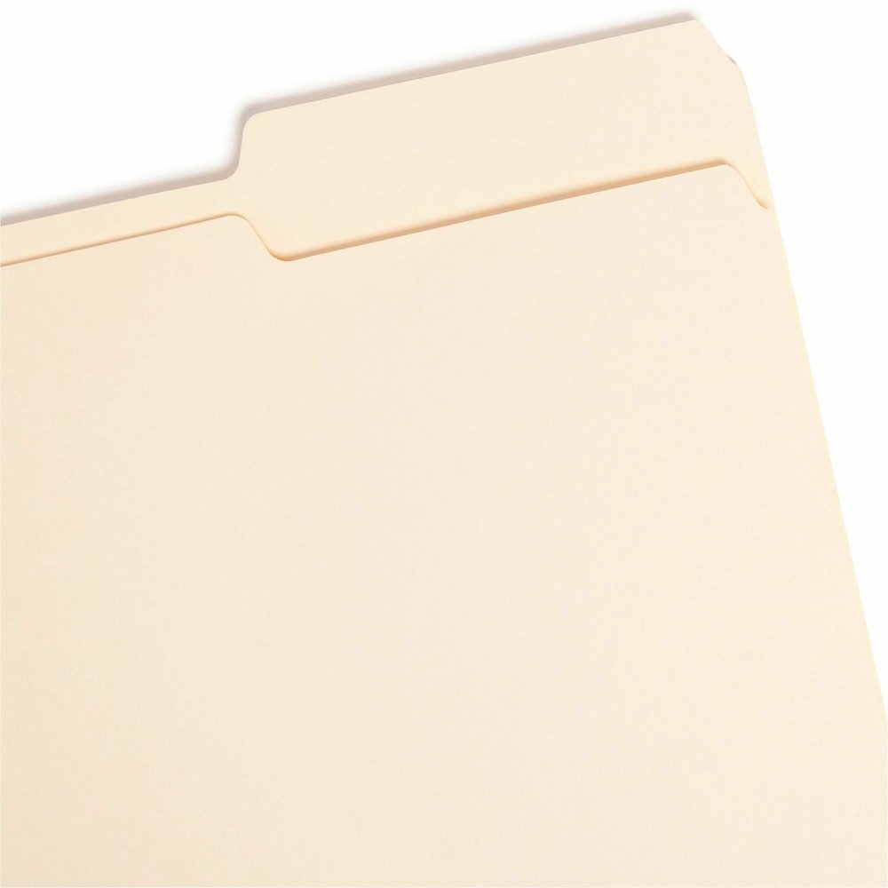 Smead 2/5 Tab Cut Letter Recycled Top Tab File Folder - 8 1/2" x 11" - 3/4" Expansion - Top Tab Location - Right Tab Position - 11 pt. - 1 Plys - Manila - Rounded Corner - 10% Recycled - 100 / Box. Picture 8