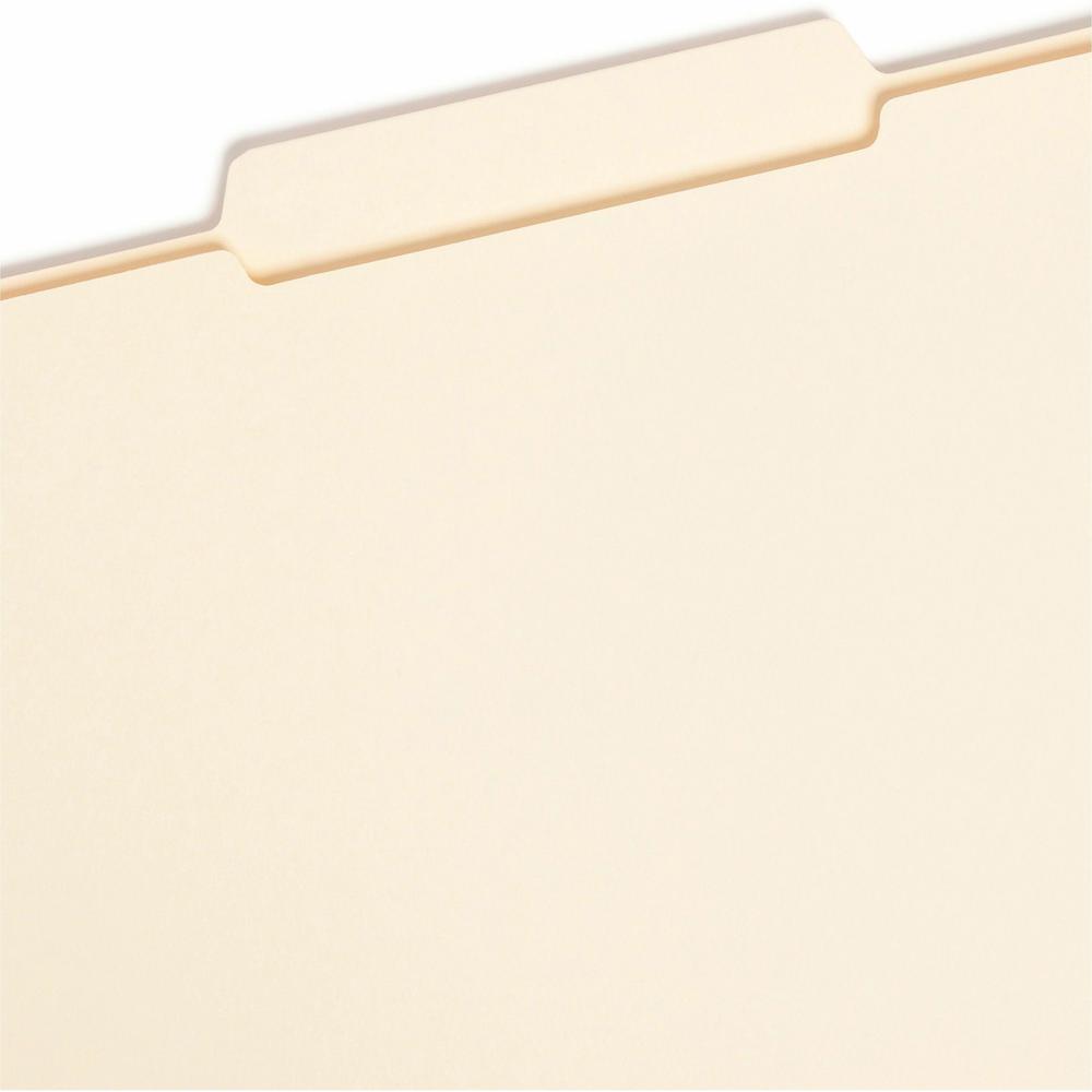 Smead 1/3 Tab Cut Legal Recycled Top Tab File Folder - 8 1/2" x 14" - 3/4" Expansion - Top Tab Location - Second Tab Position - Manila - Manila - 10% Recycled - 100 / Box. Picture 7